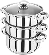 Judge Essentials Stainless 3 Tier Steamer 18cm with Glass Lid Induction Ready