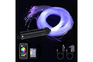 AZIMOM Car Use 6W RGBW 150pcs 0.03in 6.5ft Fiber Optic Lights Starlight Ceiling Light Kit End Glow Optic Cable Music Mode APP Remote Sensory Lighting Indoor Home Headliner Decoration