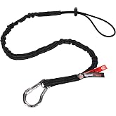 Ergodyne Squids 3100 Tool Lanyard with Single Carabiner and Adjustable Loop End, Standard Length Black