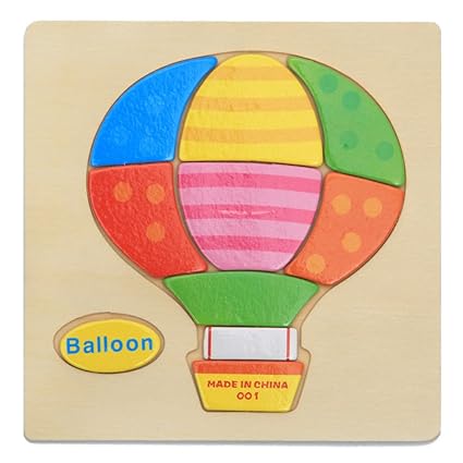 Alician Toy Children Cartoon Wooden Intelligence Jigsaw Puzzle Toy Animal Transportation Cognize Hands Grip Toy hot air Balloon