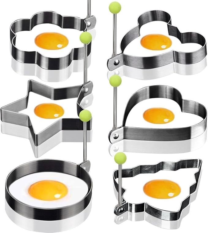 Lot De 4 Anneaux à Œufs En Acier Inoxydable Antiadhésif – Moules à Œufs Au Plat Avec Poignées Pliables Anti-Brûlure – Parfait Pour Œufs, Pancakes & Omelettes