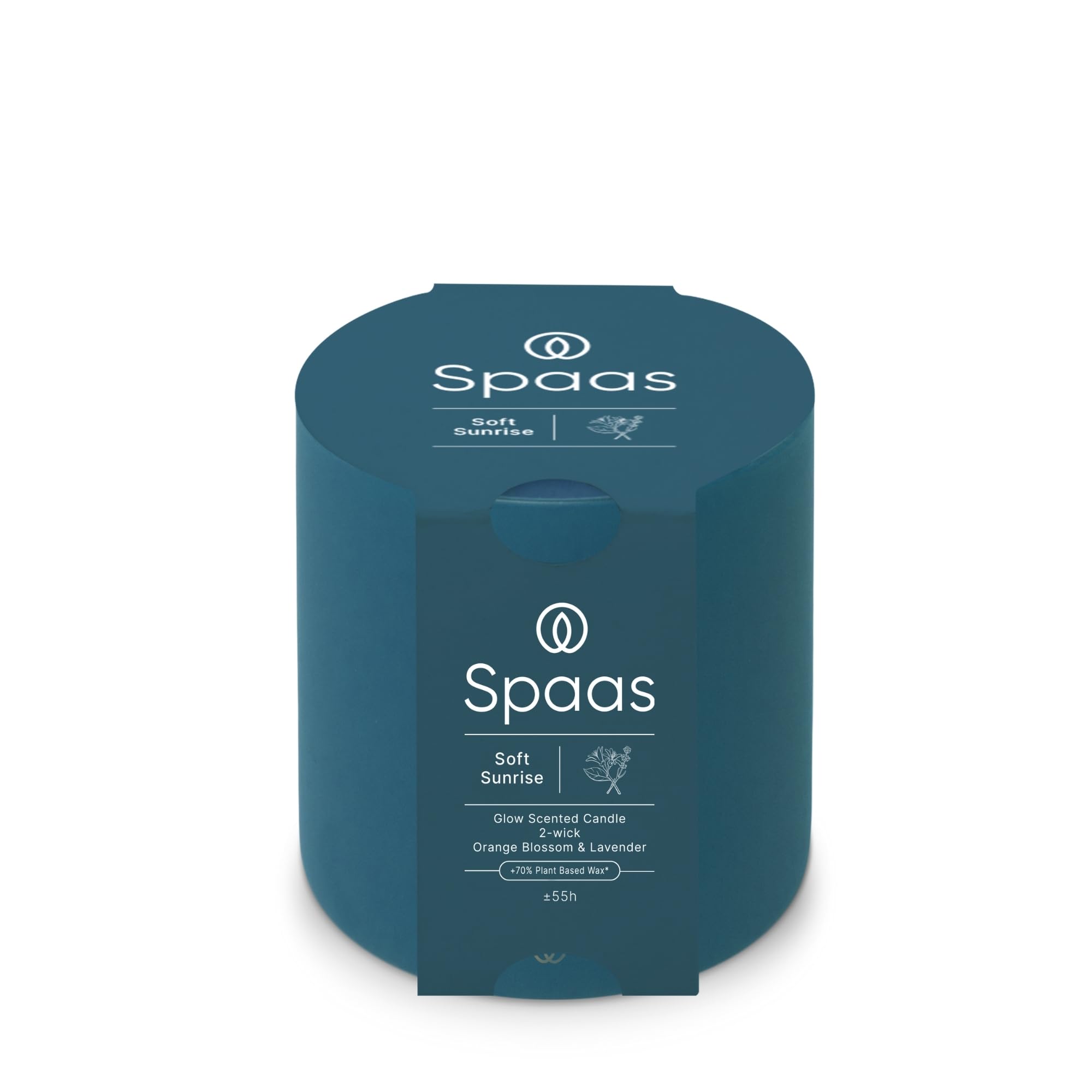 Spaas Glow Scented Candle 2-Wick 55h, Soft Sunrise, Blue