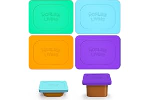 MORLIKE LIVING Morlike Baby Food Lids Compatible with Gerber Food Containers, Silicone Container Lid for Baby Food Storage, Reusable and Dishwasher Safe, BPA Free - Lids Only (4 Pack, 4 Color)