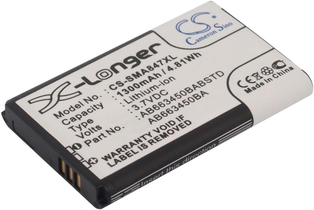 Cell Phone LiIon Battery 1300 mAh/4.81 wh 3.7 V Suitable for Samsung