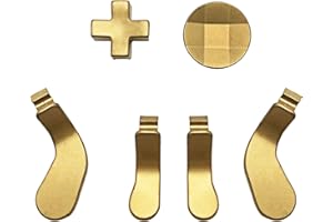 E-MODS GAMING Metal D-pads, Paddles Hair Trigger Locks Replacement for Xbox One Elite Controller Series 2 & Series 1 (Gold)