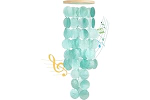 WEDOSOY Wind Chimes for Outside - Handcrafted Turquoise Capiz Shells Windchime Coastal Style Decor for Indoor/Outdoors, Garden Decor, Great for Women, Wind Chimes Lovers and More