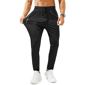 FOGFIRE Mens Sweatpants Joggers with Zipper Pocket | Casual Athletic Workout Lightweight Tapered Track Pants for Running Gym