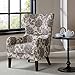 Madison Park Arianna Accent Hardwood, Faux Linen Modern Contemporary Style Living Room-Sofa Furniture Swoop Wing Arm Bedroom Chairs Seats, Deep, Floral