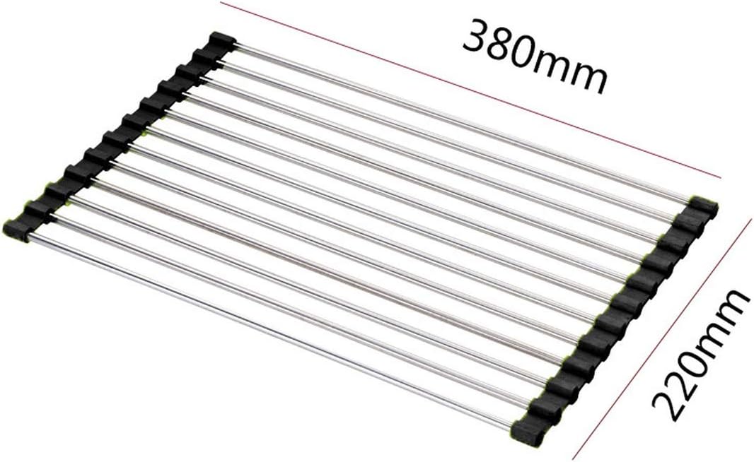 Fruit Vegetable Drainer Colanders Insulation Tool Storage Foldable Popular Multifunctional Sink Storage Dish Drying Rack,Black-S-12