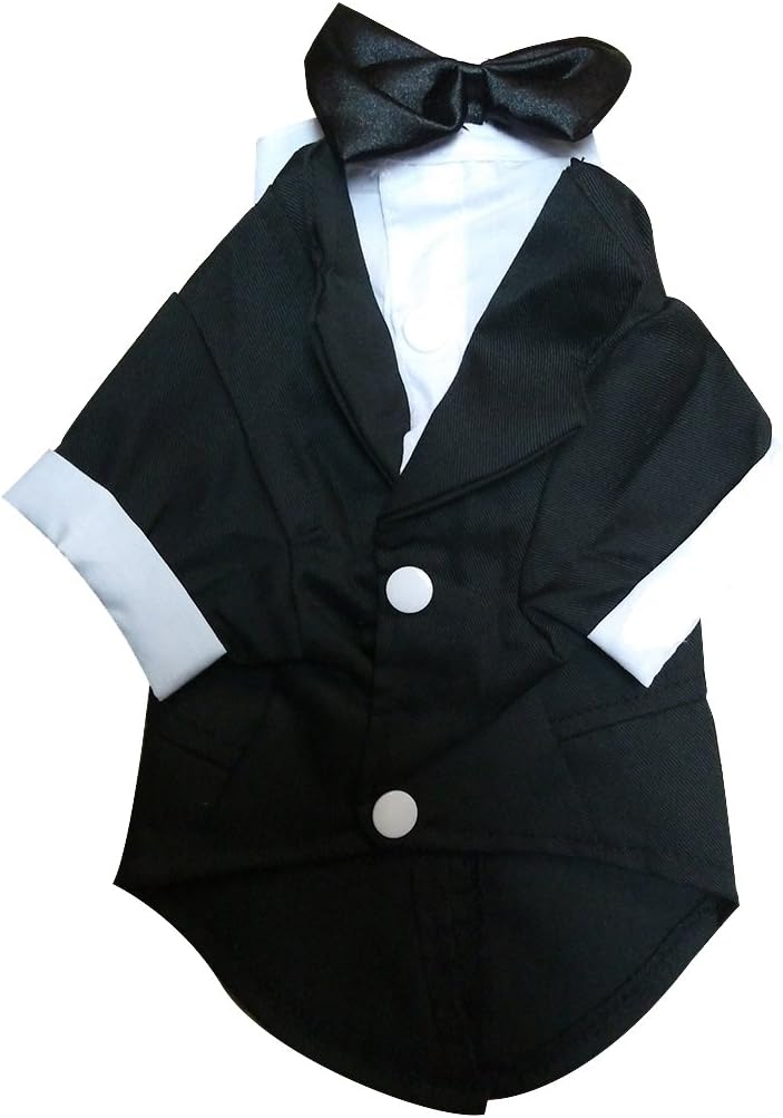 Keysui Black Dog Tuxedo Suit Puppy Wedding Clothes Coat Doggie Costume Medium, Brown - Image 5