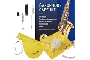 Libretto Alto Saxophone ALL-INCLUSIVE Giftable Care Kit: Mouthpiece Brush + Dust Brush + 2 Microfiber Cleaning Swab + Thumb Cushion + Premium Cork Grease + Reed Case, Handy Case, Extend Life of Sax!