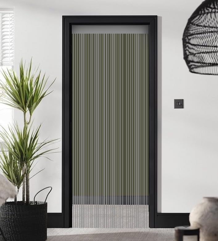 ZEBRA BLINDS String Curtain, Door Fly Screen Curtains, Door Strings, Tassel Curtains for Doorway, Window Decor String Panel Stripe, Stylish Room Divider, Panel Fringe Curtain (Grey, 100 x 280 cm)