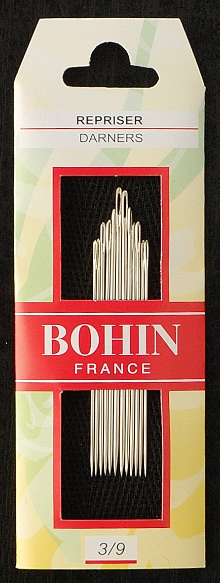 BOHIN France Darning Needles - Nickel-Plated, Smooth Needle for Woollen Clothing, Socks and Repair Work, Steel, No.3-9 - 12 Needles