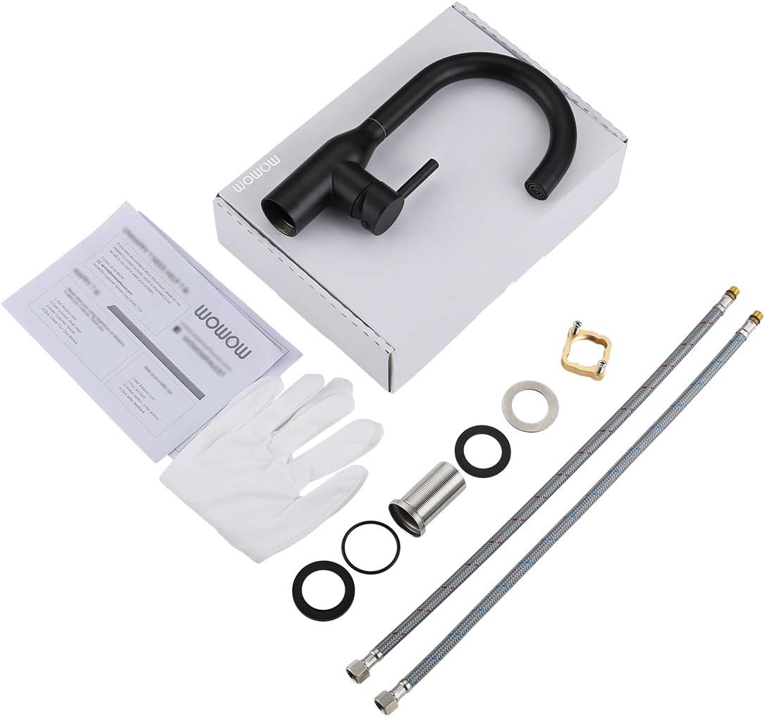 WOWOW Bathroom Faucet Kitchen Faucet Stainless Steel Single Handle Faucet Black Commercial Faucet Sink Basin Faucet High Arc 1 Modern Faucets Bar Kitchen Bathroom Faucet Lead-Free Drip-Free - - 