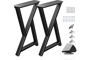 TOCRETOARE Metal Table Legs Heavy Duty, 16”H x 12”W, Metal Furniture Legs for Dining Desk Bench and Coffee Table, Industrial Black DIY Iron Bench Legs, Set of 2