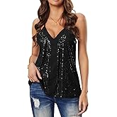 lime flare Women Sexy Sparkle All Over Sequin Cami Tank Tops