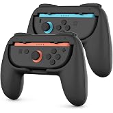 TNP Grips for Nintendo Switch 2 Joycon Grip 2 Pack, Black Controller Handle | Two Individual Hand Grips, One Per Joy-Con 2; Slide-in Fit Held by Rubber Pads; Full L R ZL ZR SL SR Access
