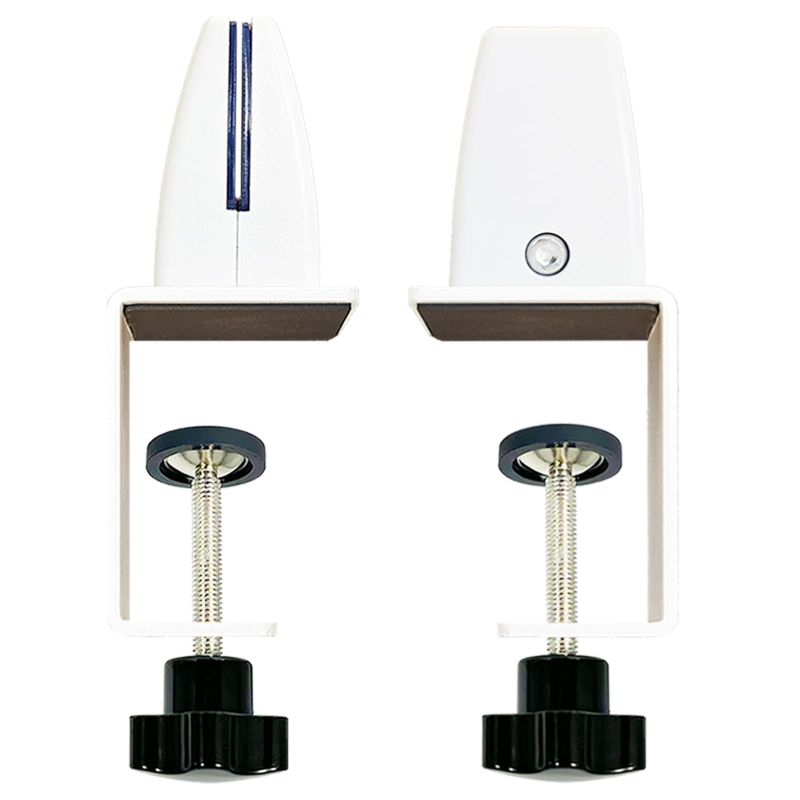 Jhanw Adjustable Aluminum Desk Partition Clamps for 1/8 to 1 Panels | White Acrylic/Plexiglass Support Clips | 2-Pack Privacy Panel Mounting Hardware — image 1
