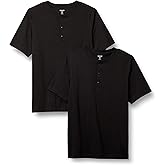Amazon Essentials Men's Regular-Fit Short-Sleeve Cotton Henley T-Shirt, Pack of 2