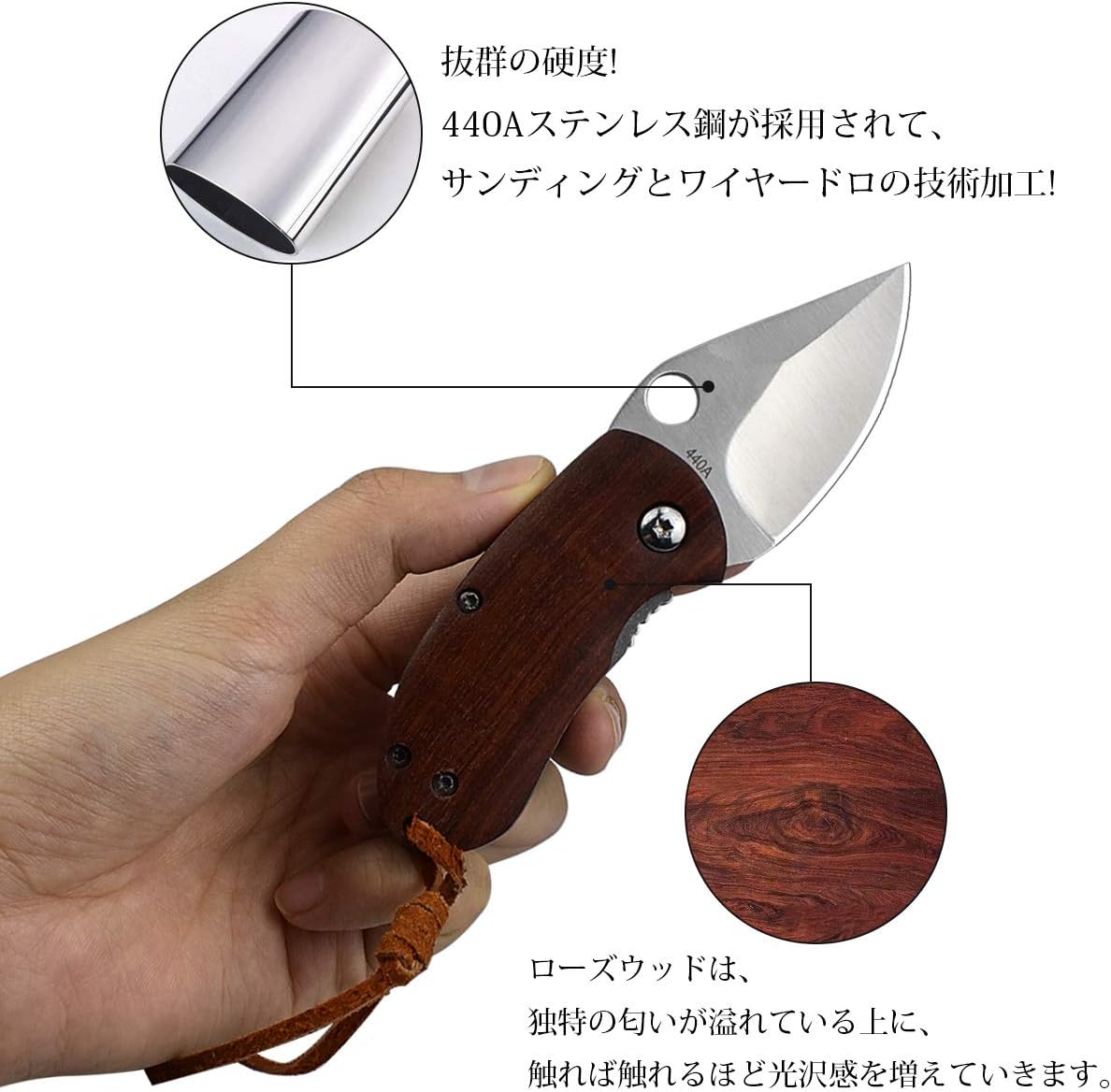 Amazon Aubey 小型 フォールディングナイフ 折りたたみナイフ ナイフ 折りたたみ 木製ハンドル アウトドア 釣り キャンプ コレクション ペンダント サバイバル ブラウン ミニナイフ Aubey スポーツ アウトドア