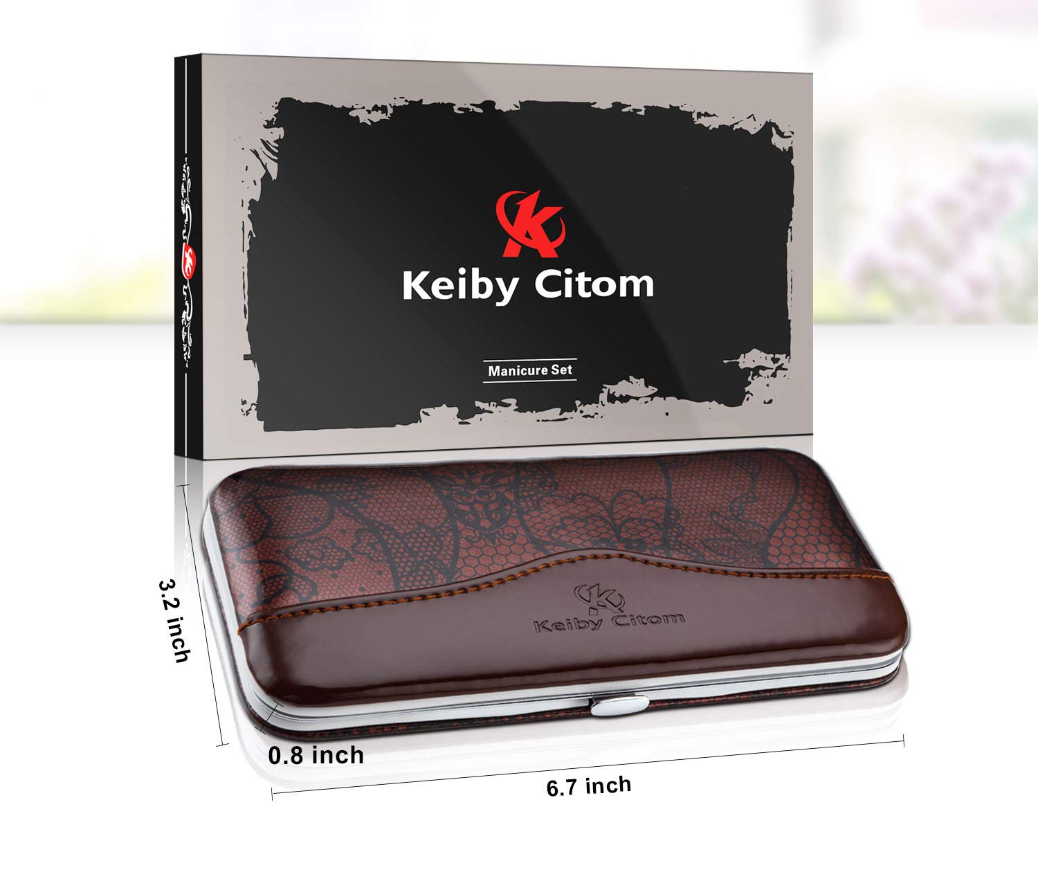 Keiby Citom Professional Stainless Steel Nail Clipper Set Nail Tools Manicure & Pedicure Set of 12pcs - Travel & Grooming Kit with Luxurious Case (Coffee) : Beauty