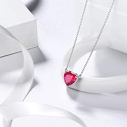 July Birthstone Tiny Necklace Hearts Love Pendant