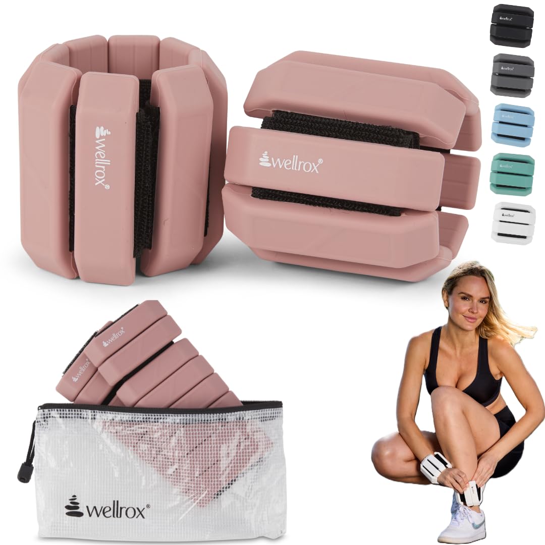 Wellrox Weighted Bangles Comfort Edition - 2.4lb (1.2lb Each Wrist Weight) Adjustable Ankle and Wrist Weights for Women & Men - Arm Weights For Walking, Pilates & Yoga Image