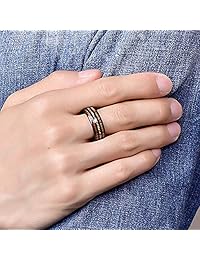 NUNCAD - Anillo de carburo de tungsteno hecho a mano de 0.315 in con incrustaciones de madera de koa hawaiana, bordes curvados, tamaño 6-14