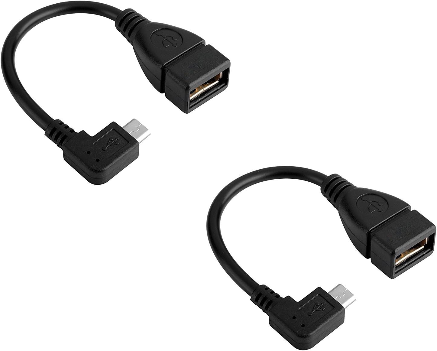 (2 Pack) 5Pin Micro USB B Male to USB A Female 90Degree Angle Adapter Converter Cable - Micro USB OTG Host Cable