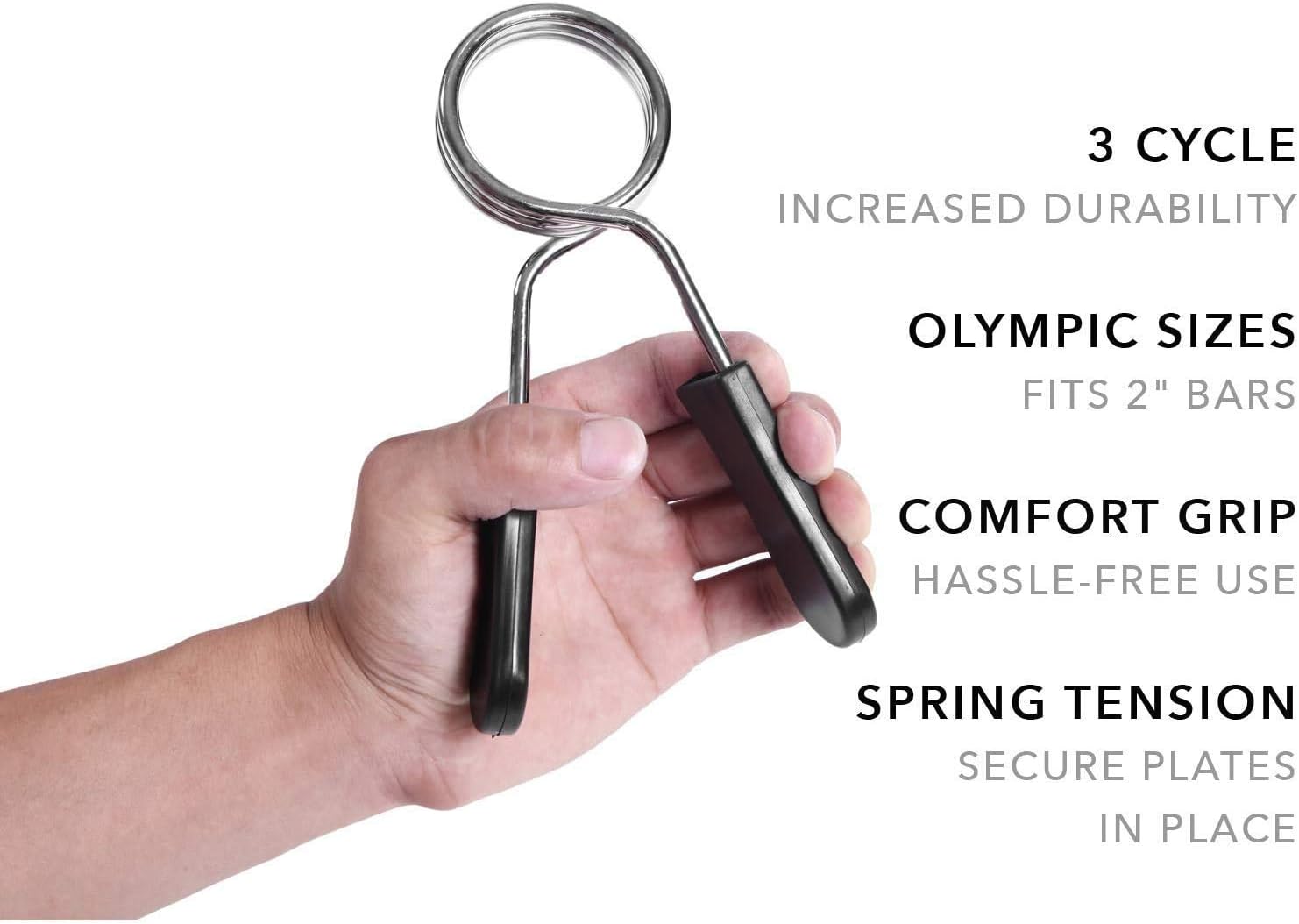 2 pcs Spring Clip Collars, 2-inch (50mm) Barbell Exercise Collar Clamps for Olympic Weight Bar Dumbbells Gym Fitness Training Weight Lifting Equipment : Sports & Outdoors
