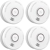 LSHOME 4 Pack Smoke Detector Fire Alarms 9V Battery Operated Photoelectric Sensor Smoke Alarms Easy to Install with Light Sound Warning, Test Button,9V Battery Included Fire Safety for Home