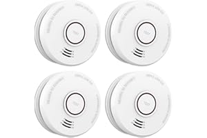 LSHOME 4 Pack Smoke Detector Fire Alarms 9V Battery Operated Photoelectric Sensor Smoke Alarms Easy to Install with Light Sound Warning, Test Button,9V Battery Included Fire Safety for Home