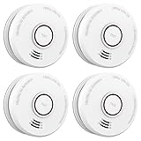 LSHOME 4 Pack Smoke Detector Fire Alarms 9V Battery