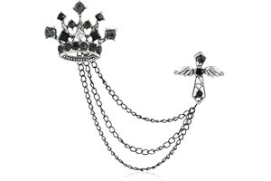 GBAHFY Cross Crown Long Chain Brooch Rhinestone Tassel Brooch Pin Retro Crystal Suit Pins Collar Pin Coat Tassel Chain Lapel Pins for Men's Suit Accessories