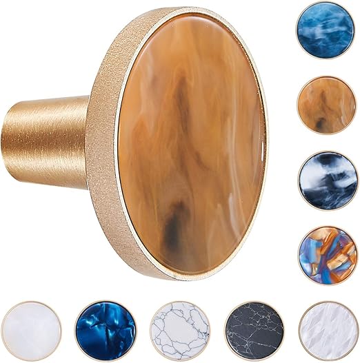 Teci Brushed Brass And Marble Knobs For Cabinets Cupboard Dresser