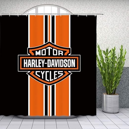 Chaoqian Motorcycle Shower Curtain For Harley Davidson Bathroom Decor Cartoon Orange And Black Waterproof Polyester Fabric Home Fashion Bath Accessories Curtains Set With Hooks 70 X 70 Inch Amazon Ca Home Kitchen