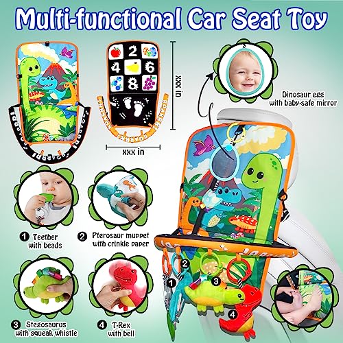 Innofans Baby Car Seat Toys with Dinosaurs Toys Kick and Play Double