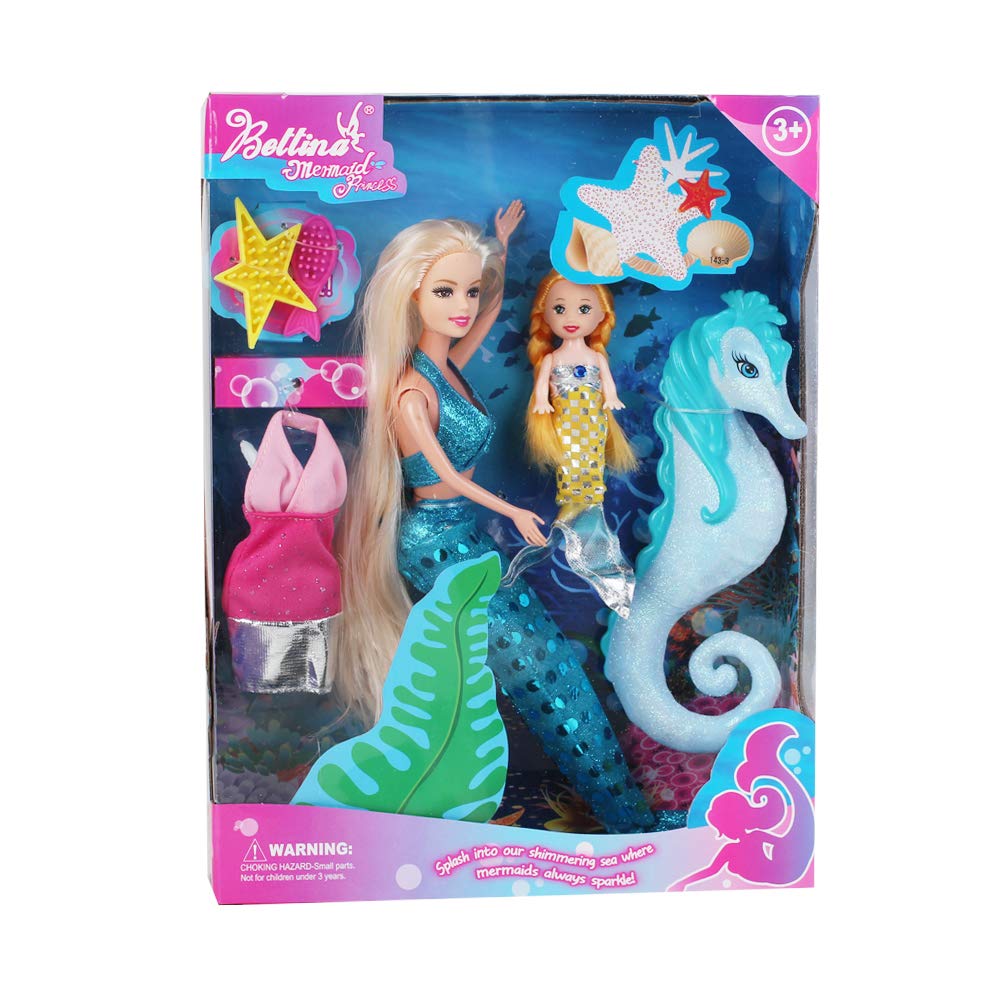 Photo 1 of BETTINA Mermaids Princess Doll with Small Mermaid Doll & Seahorse Play Set | Mermaid Gifts for Girls|Mermaid Toys for 3 to 7 Year Olds