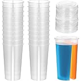 Gatuida 20pcs Double Grid Disposable Plastic Cup, Creative Thickened Drink PP Couple Sharing Cup, Transparent, 6.29 x 3.74 x 2.75 Inch