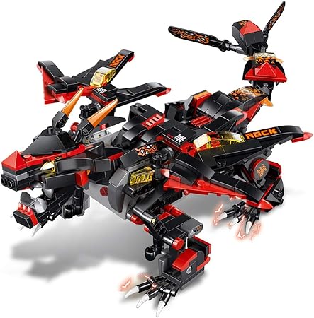 Amazon Co Jp Luckgoブラックバトルドラゴンdiy 2 4g 4ch Rcロボットブロックビルディング赤外線制御組み立てロボット玩具 本