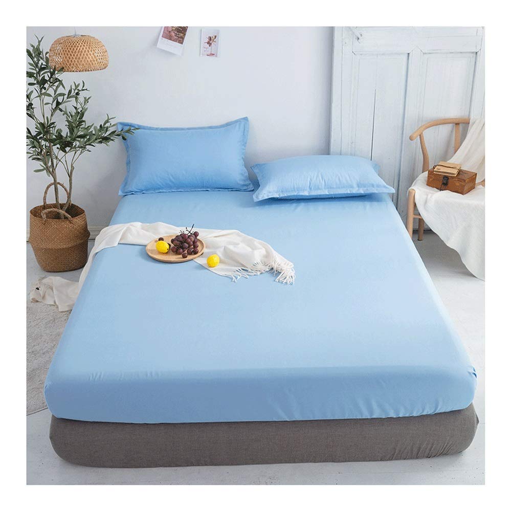 Queen Fitted Sheet Only Soft Polyester Microfibre Adults king Fitted Bottom Sheet Fits Up 0-20cm Deep Mattress Bed Sheets Fade Resistant (Color : Blue B, Size : Queen)