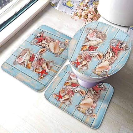 Aubrdon Juego de tapetes de Alfombra de baño de 3 Piezas, Letra H