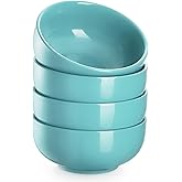 DOWAN 22 OZ Ceramic Soup Bowls & Cereal Bowls - 6" Classic Bowls Set of 4 for Soup, Cereal, Oatmeal, Fruit, Rice - Dishwasher & Microwave Safe (Turquoise)