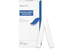 Algitocare Ag Silver Calcium Alginate Wound Dressing - 0.8"X12"(5) Non-Stick Sterile Gauze Pads to Accelerate Wound Healing, 