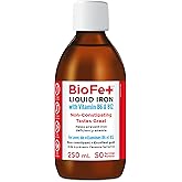 KidStar Nutrients - BioFe+ Liquid Iron with Vitamin B6 & B12 for the Family, 250ml 50-Servings - Sweet Blast Flavor - Helps t