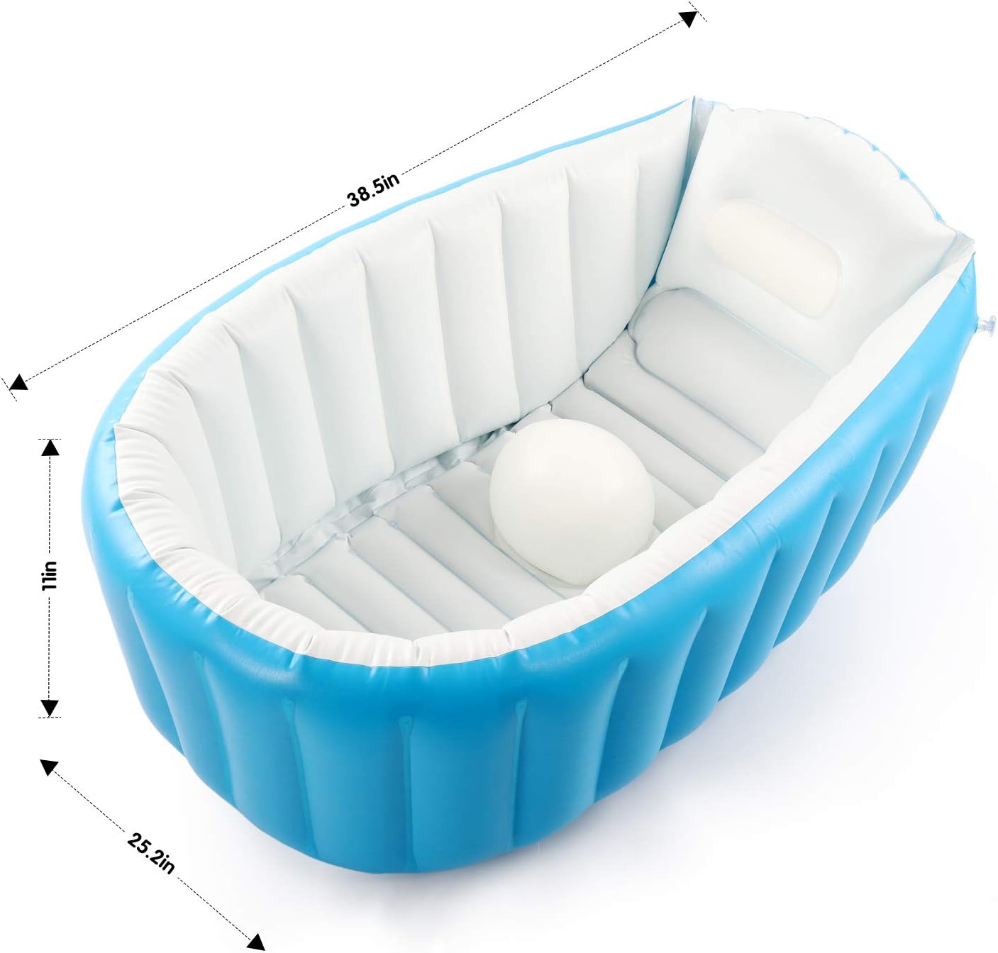 Baby Inflatable Bathtub, Portable Infant Toddler Bathing Tub Non Slip Travel Bathtub Mini Air Swimming Pool Kids Thick Foldable Shower Basin with Air Pump, Blue: Home Improvement