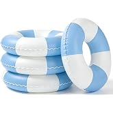 4 Pack Striped Large Inflatable Swim Rings, 35" Summer Adult Pool Float for Beach &amp; Pool
