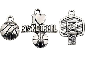 iloveDIYbeads Ball Sports Charms-75pcs Alloy Ball Games Sports Basketball Charms For Jewelry Making Crafting DIY Necklace Earrings Bracelet Accessaries (M324)