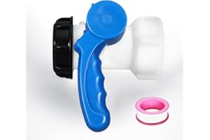 UMETASS IBC Tote Valve, 2.4"" Coarse Thread IBC Tote Adapter, 62mm DN40 Heavy Duty Tote Tank Drain butterfly Valve Connector Replacement (Integrated butterfly-valves, DN40), Blue, SSKJ-DN40