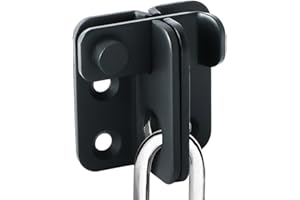 Sayayo Slide Bolt Door Lock Stainless Steel Gate Latch Black Thickened Door Lock Latch with Padlock Hole, Tiny Padlock Hasp, 